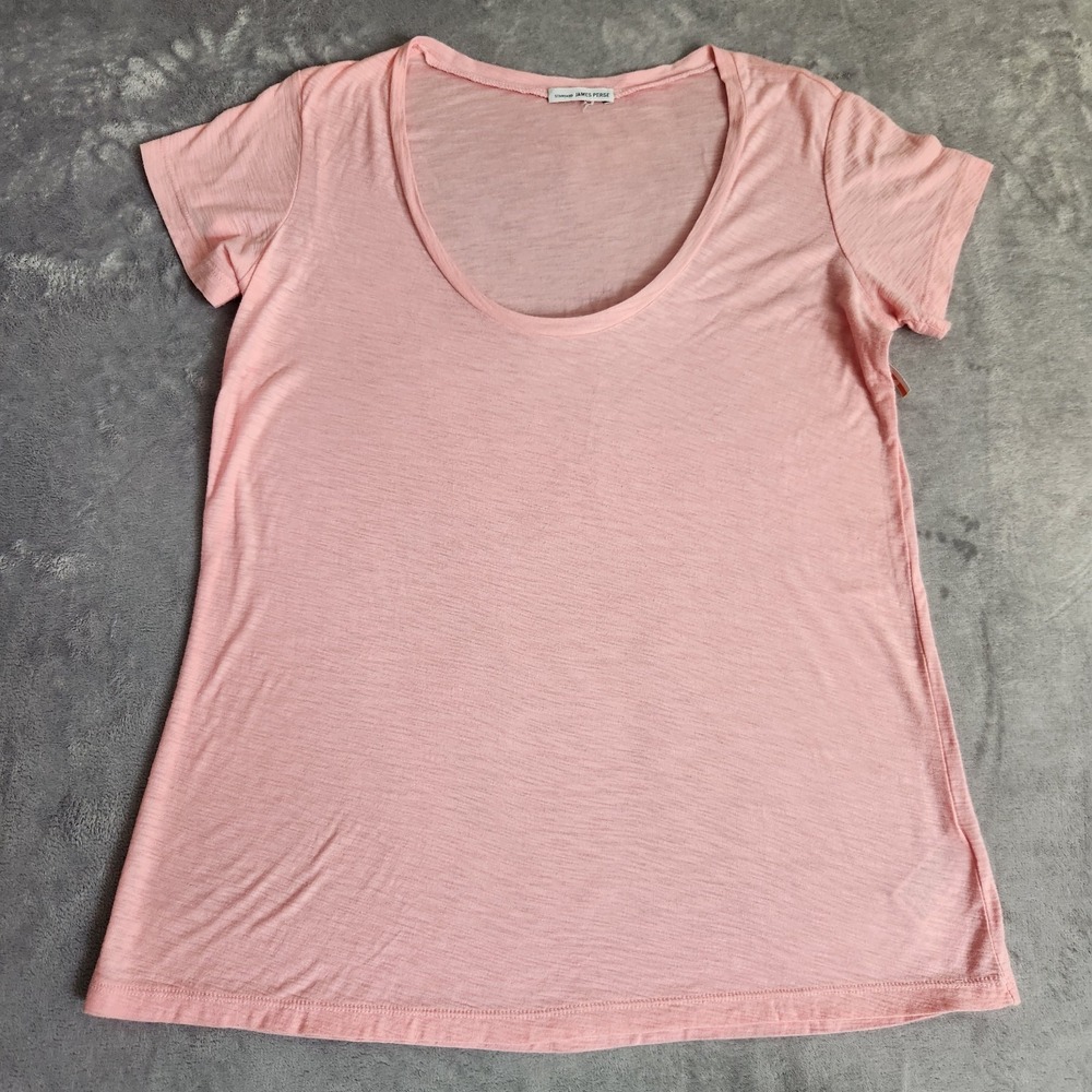 New James Perse Standard Women's Size 2 Pink Scoop Neck T-Shirt Short Sleeve Tee